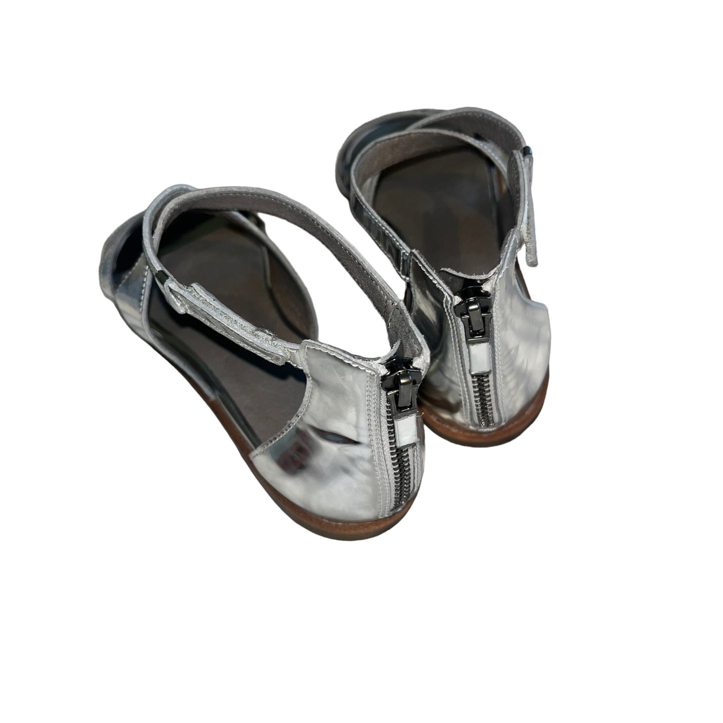 Eileen Fisher Cici Sandals Silver Mirror Metallic Leather Flats NWOT Sz8