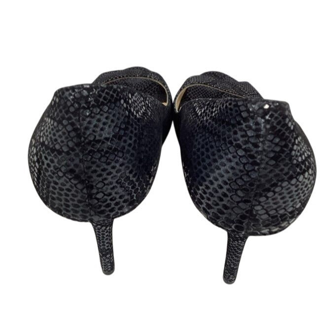 Jimmy Choo London Python Leather Peep-Toe Heels 37.5 (US 7.5)
