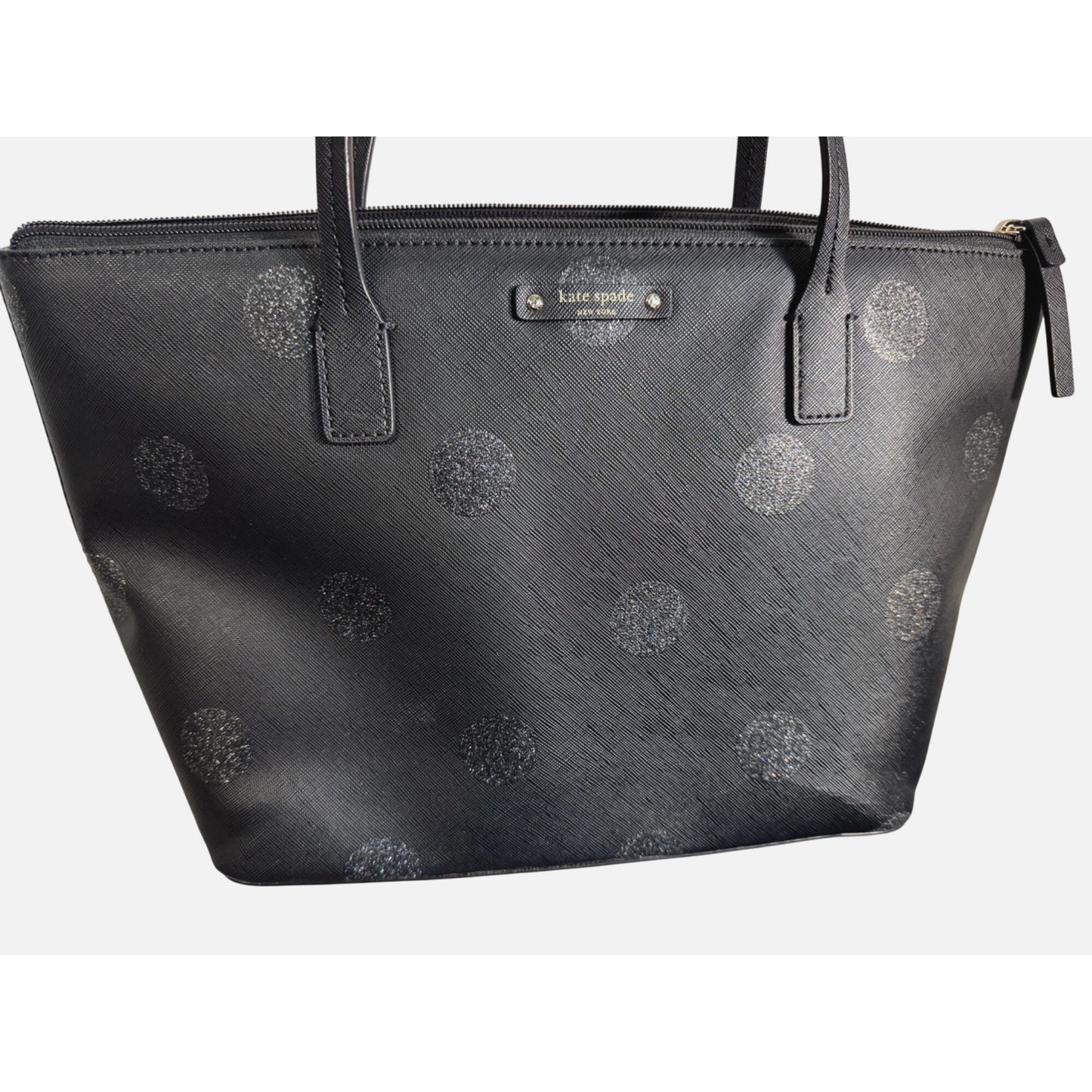 Kate Spade New York Black Glitter Polka Dot Tote Bag