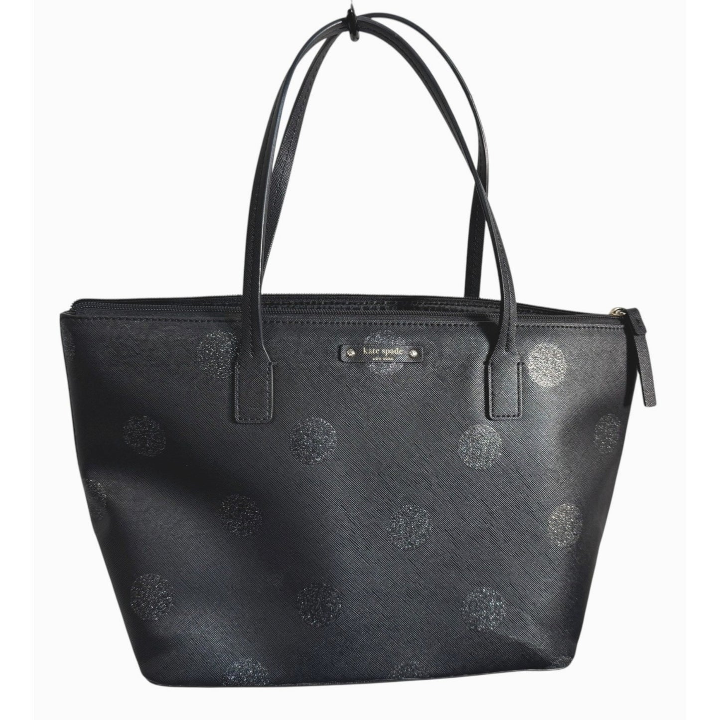 Kate Spade New York Black Glitter Polka Dot Tote Bag