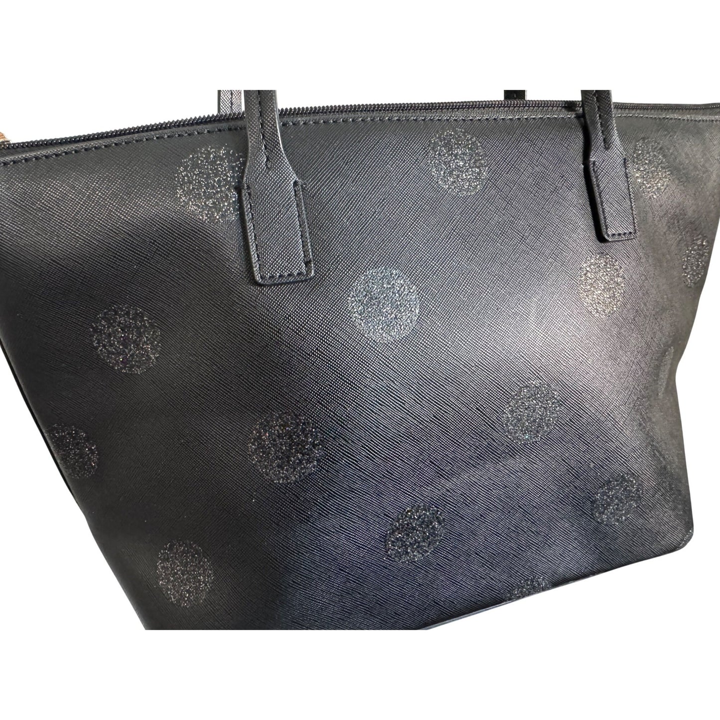 Kate Spade New York Black Glitter Polka Dot Tote Bag