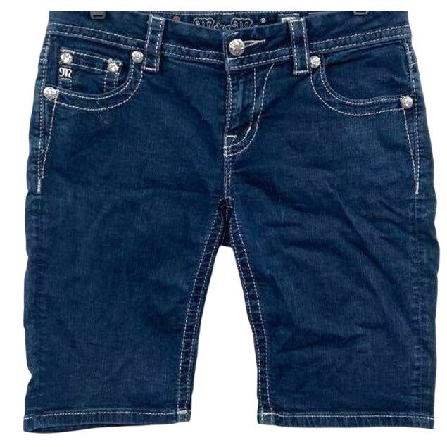 Miss Me Women's Mid-Rise Blue Easy Bermuda Shorts Size 27