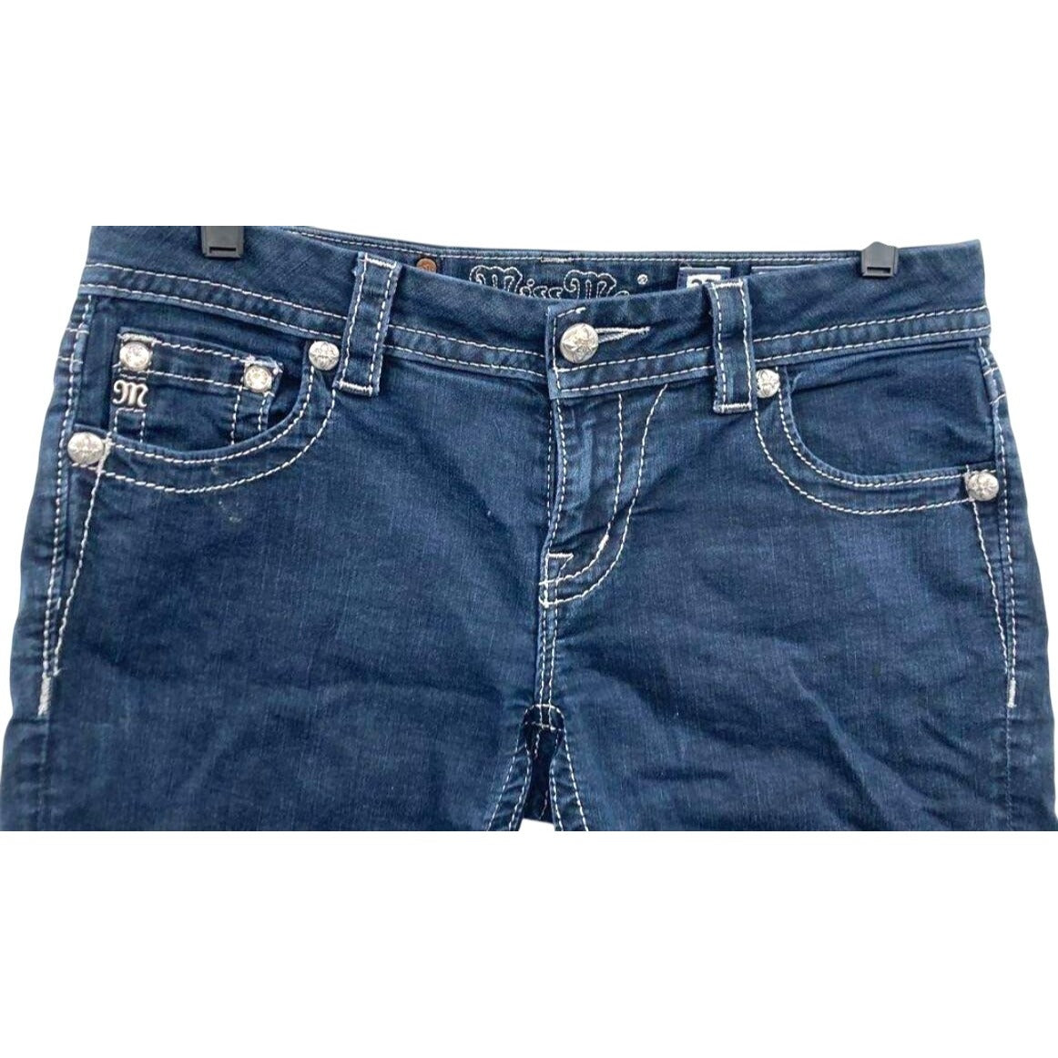 Miss Me Women's Mid-Rise Blue Easy Bermuda Shorts Size 27
