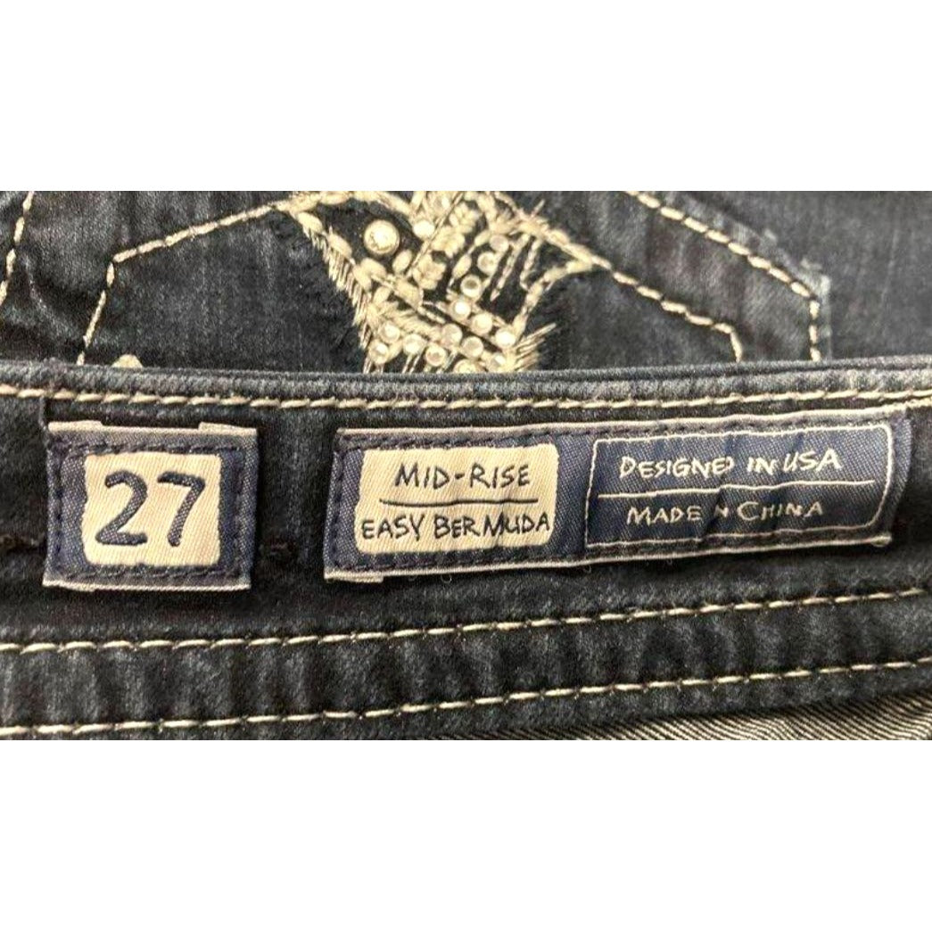 Miss Me Women's Mid-Rise Blue Easy Bermuda Shorts Size 27