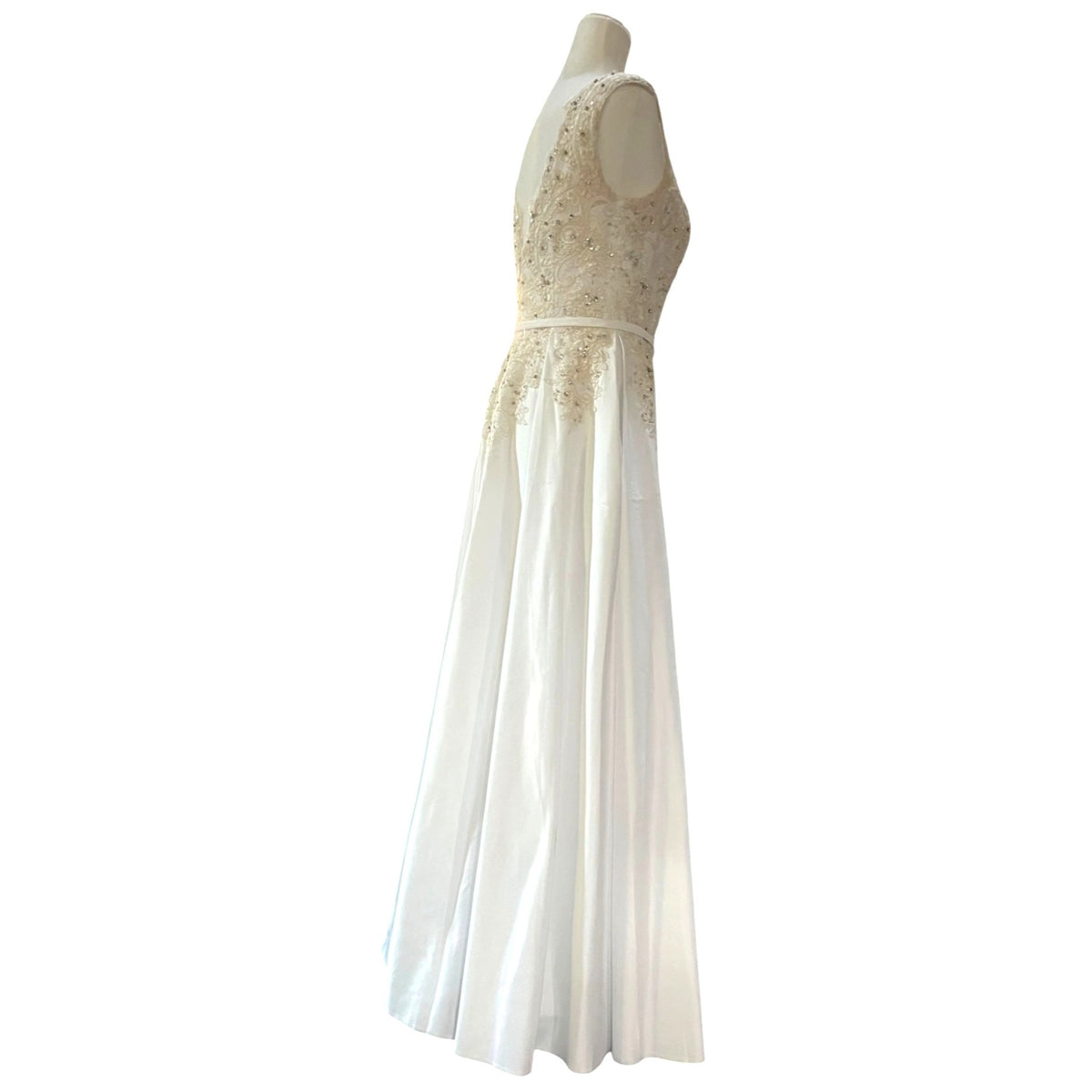 JJs House Ivory Lace Beaded Bodice Chiffon A-Line Wedding Dress