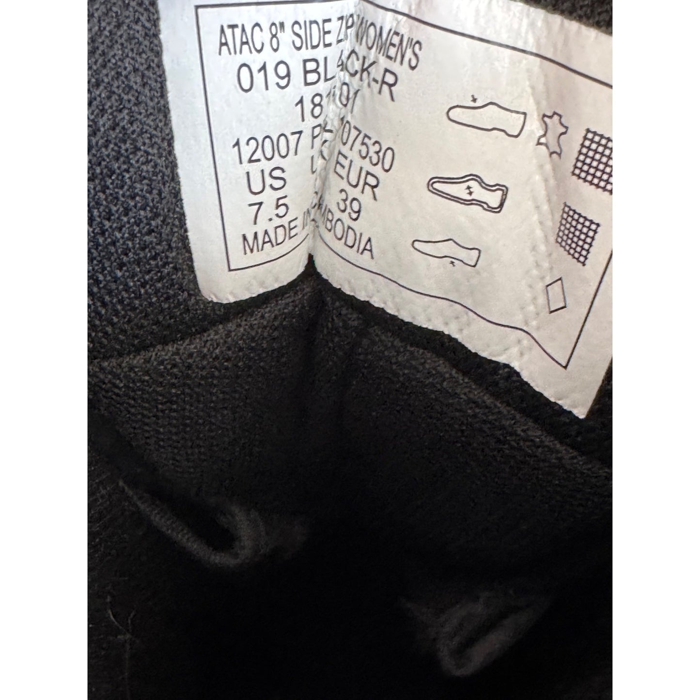 5.11 A.T.A.C. 8" Side Zip Black Leather & Nylon Tactical Boots Womens 7.5 US