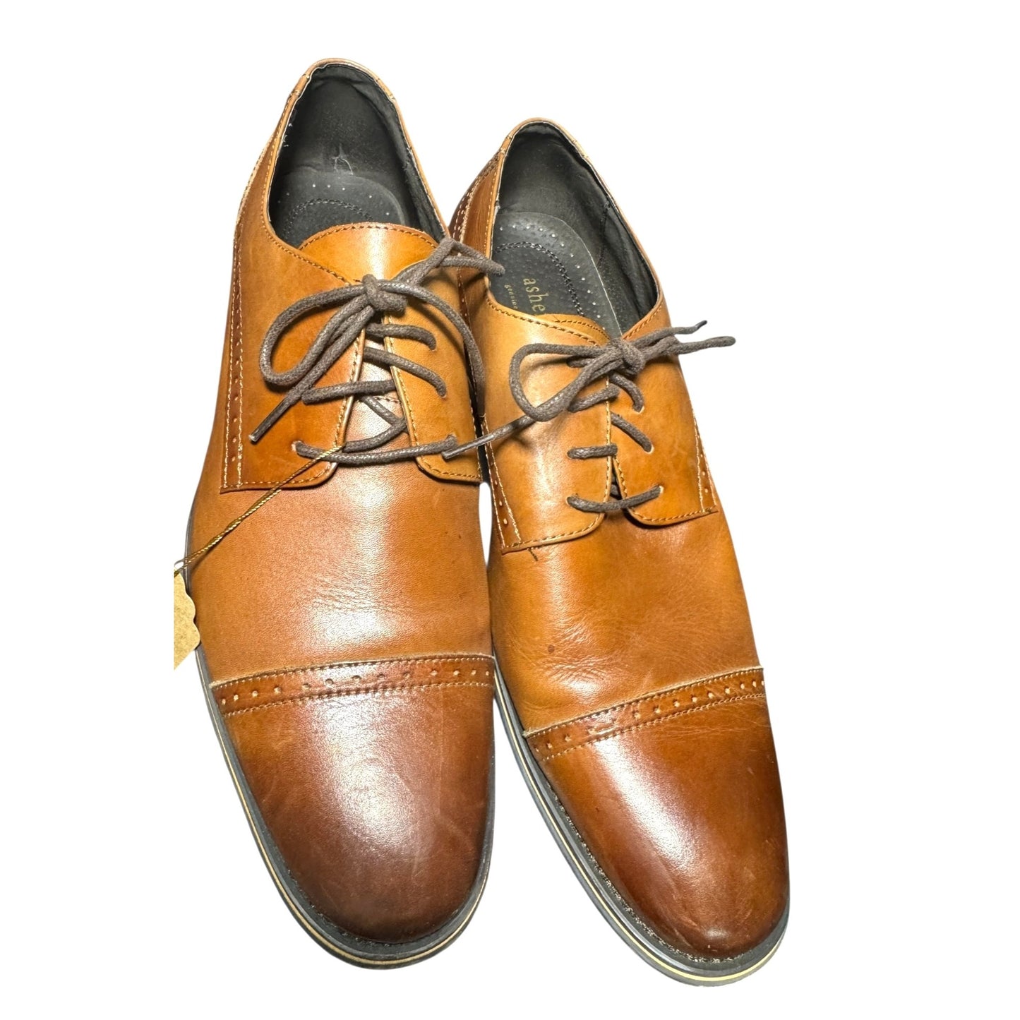 Mens Asher Green Genuine Leather Brown Lace-Up Oxford Dress Shoes Size 10.5