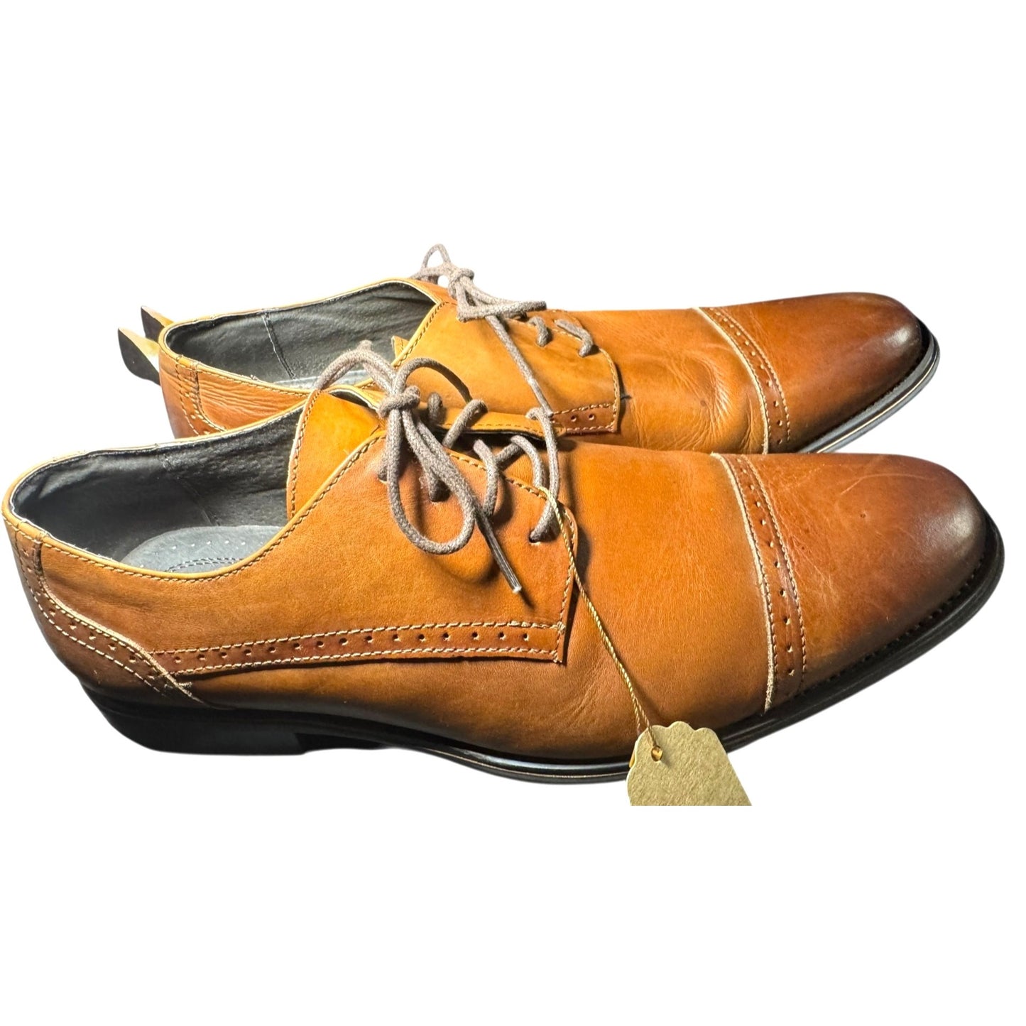 Mens Asher Green Genuine Leather Brown Lace-Up Oxford Dress Shoes Size 10.5