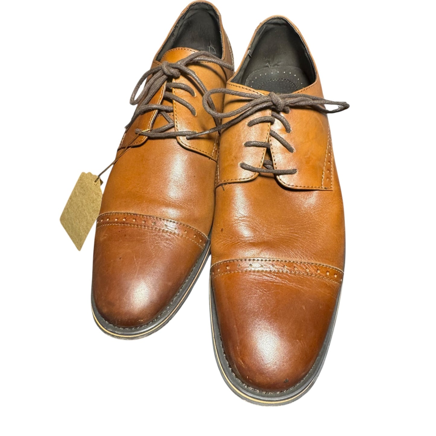 Mens Asher Green Genuine Leather Brown Lace-Up Oxford Dress Shoes Size 10.5