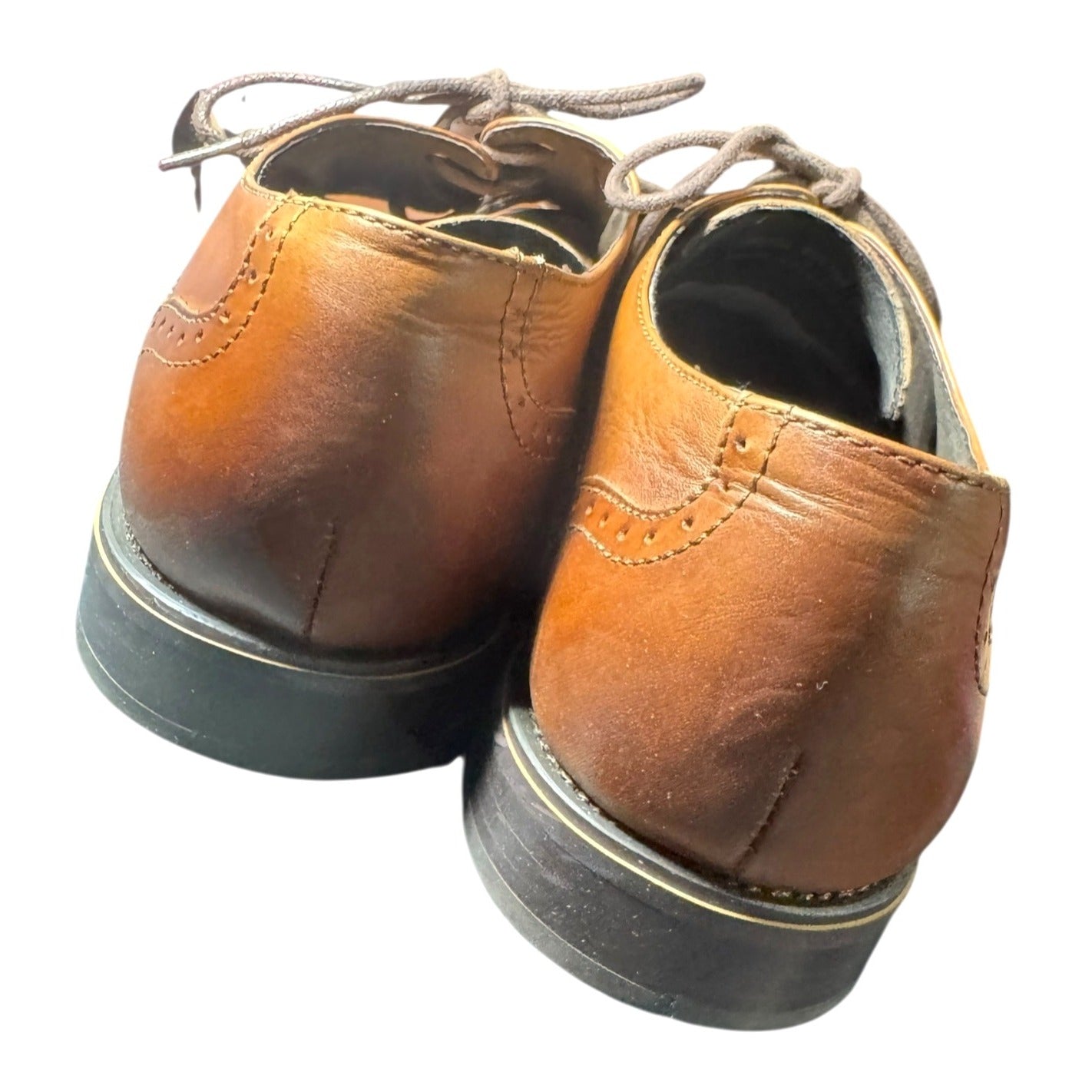 Mens Asher Green Genuine Leather Brown Lace-Up Oxford Dress Shoes Size 10.5