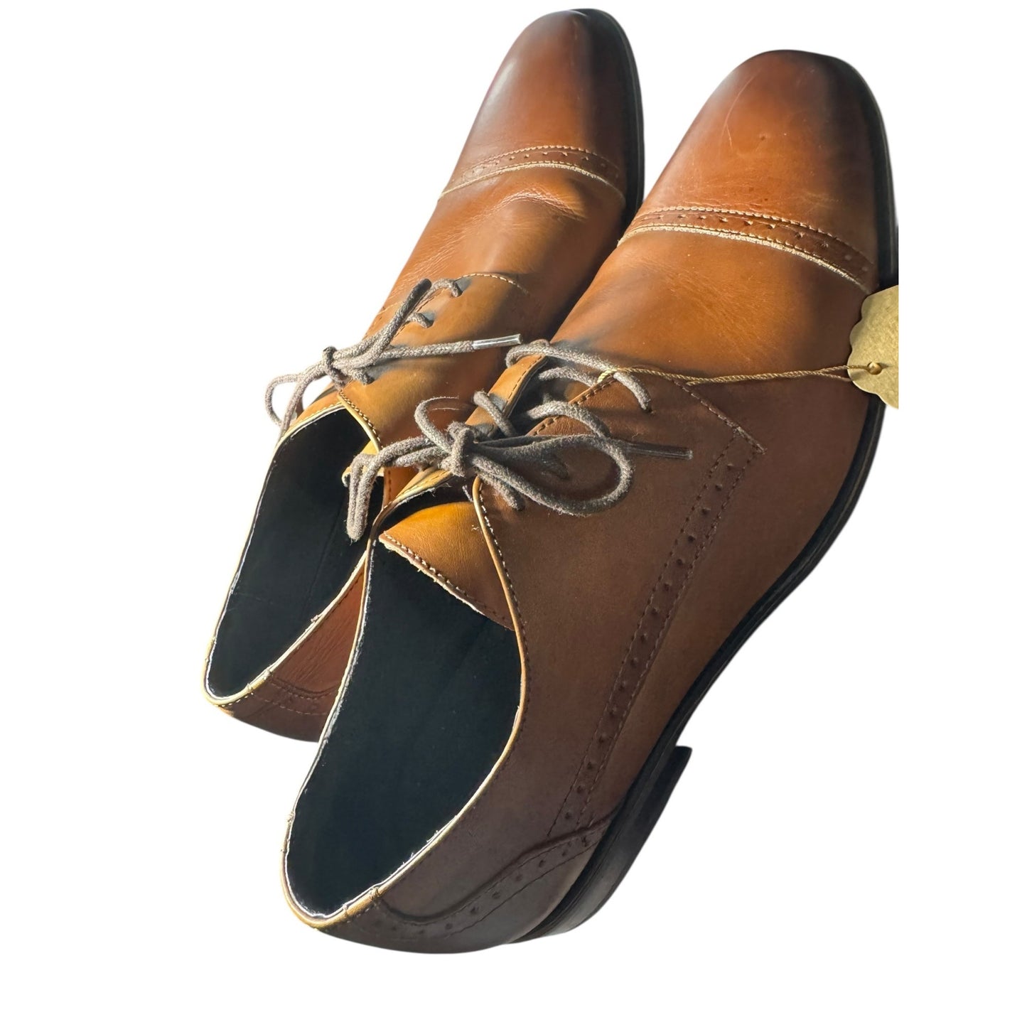 Mens Asher Green Genuine Leather Brown Lace-Up Oxford Dress Shoes Size 10.5