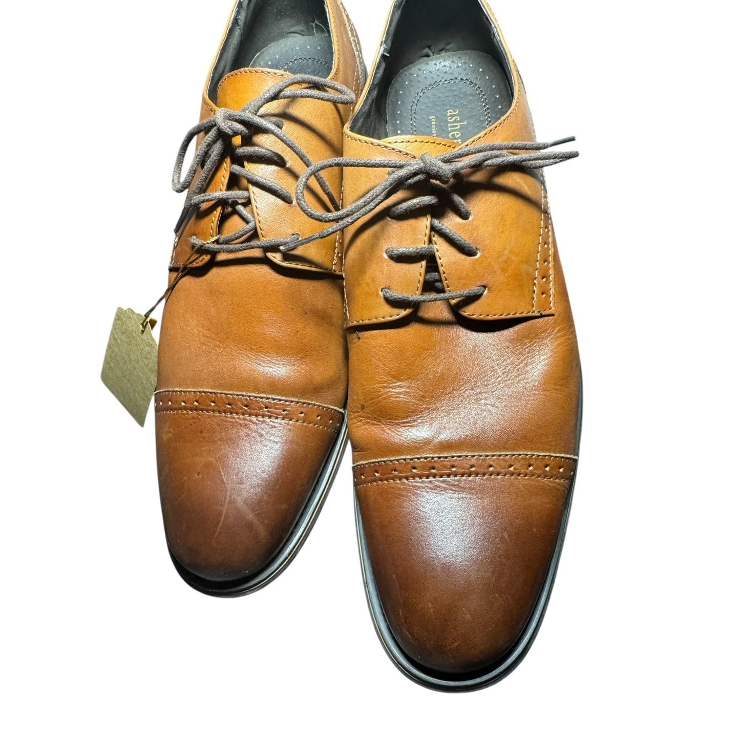 Mens Asher Green Genuine Leather Brown Lace-Up Oxford Dress Shoes Size 10.5