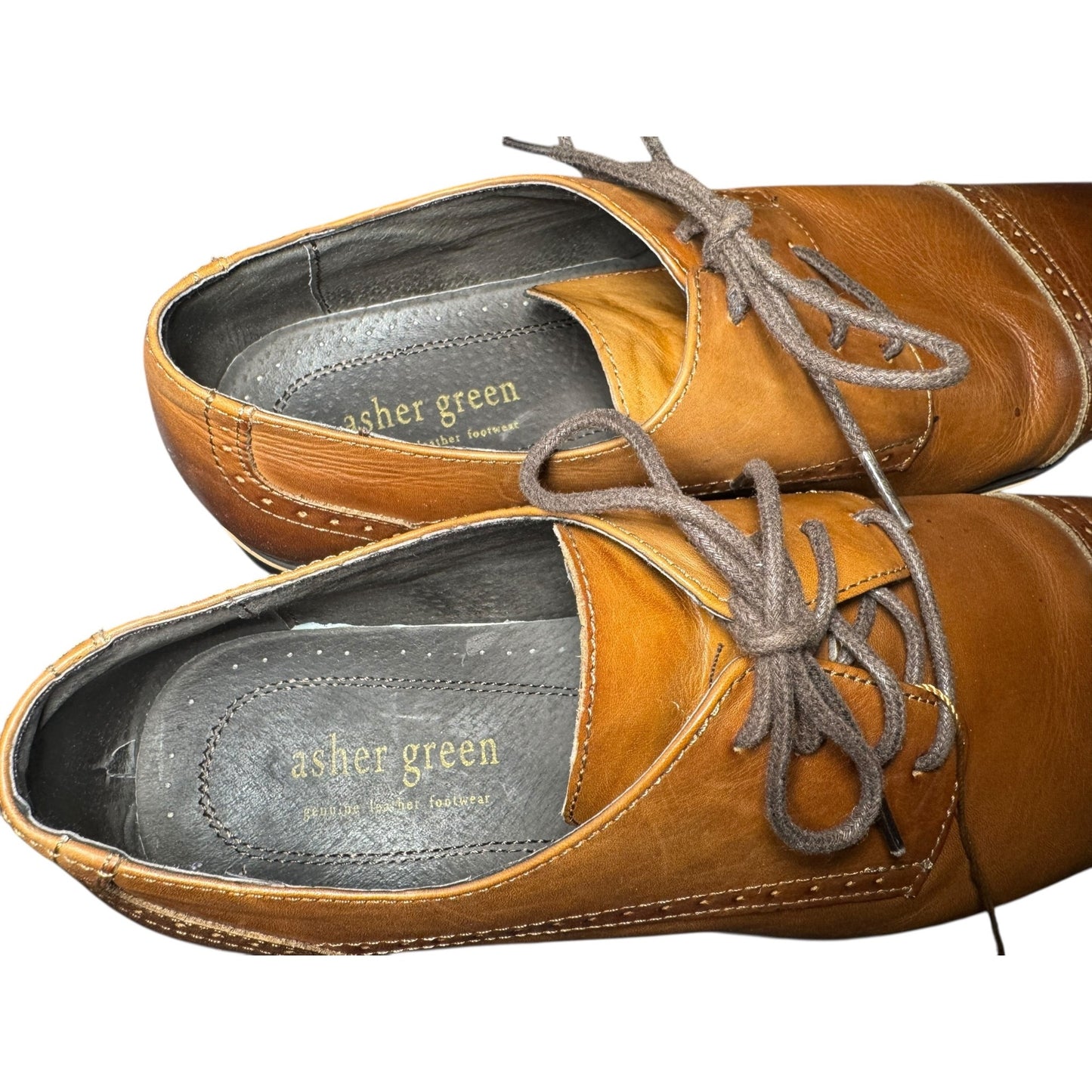 Mens Asher Green Genuine Leather Brown Lace-Up Oxford Dress Shoes Size 10.5