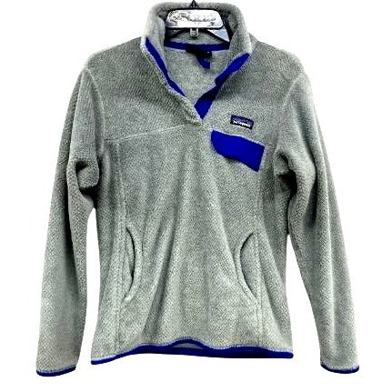 Patagonia Sweater Women's M Gray Re-Tool Snap-T Polartec Fleece Pullover Jacket