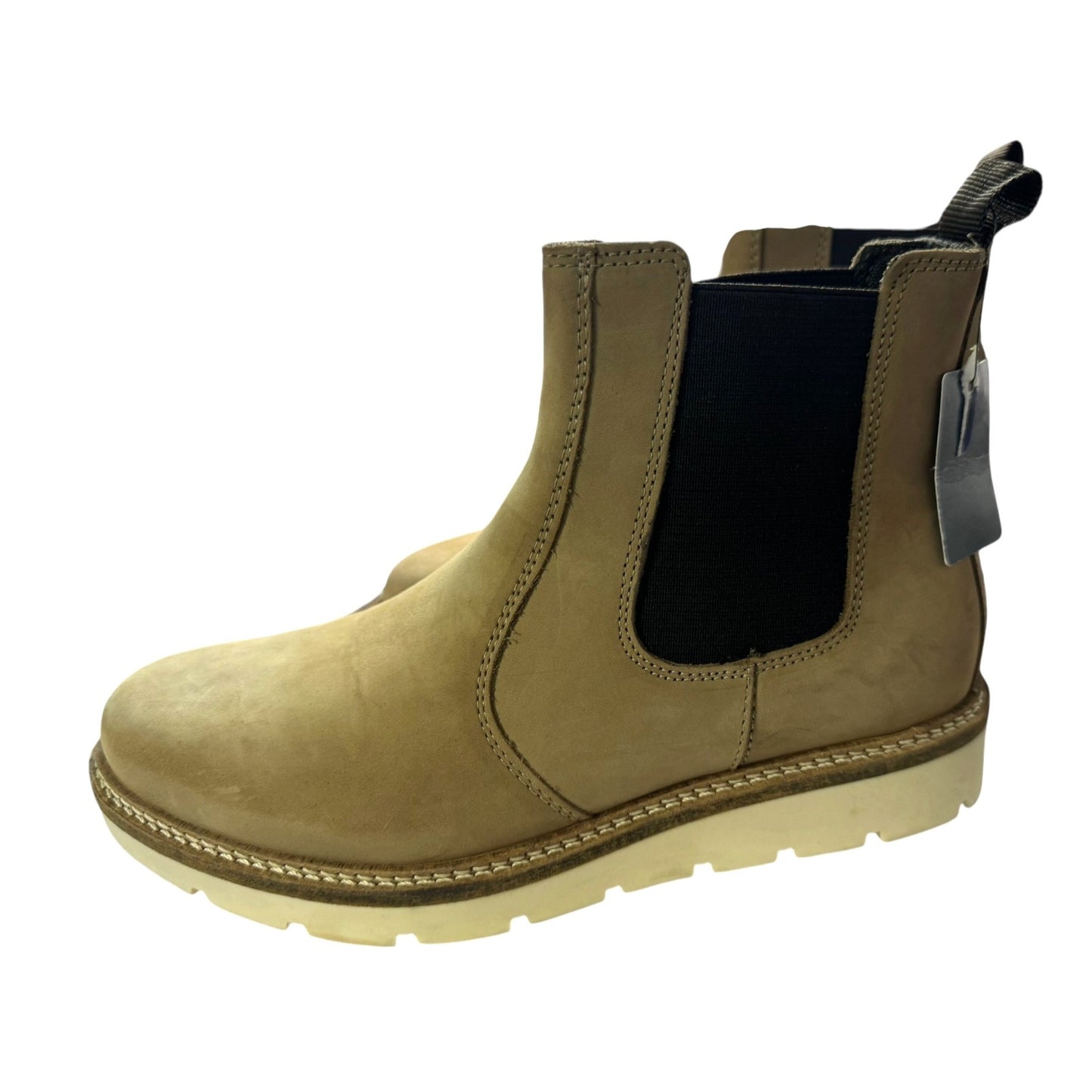 Women's Alpine Design Tan Leather Chelsea Boots With White Sole & Black Elastic Sides Size 6.5 NWT designed in Italy