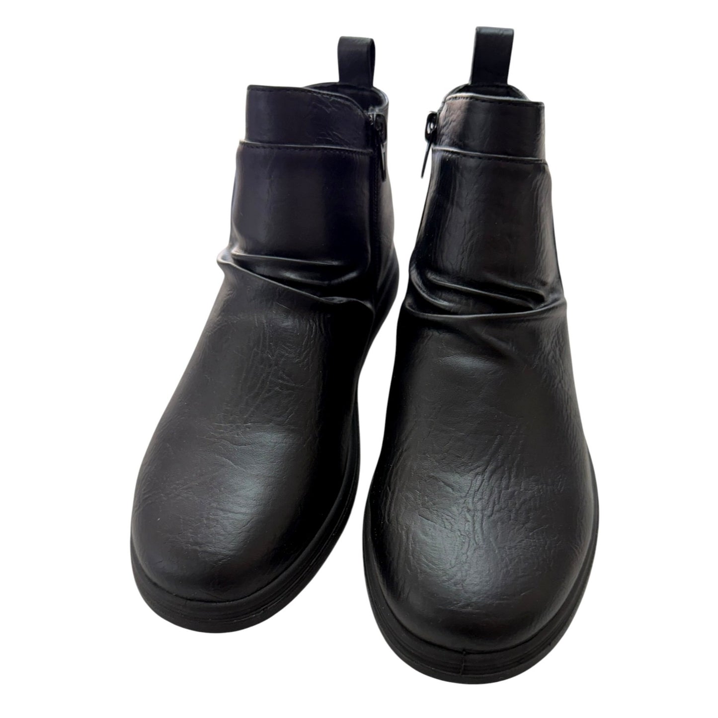 Easy Street Women's Black Comfort Wave Ankle Boots With Ultra-Light Insoles Easymotion Size 7.5 Wide Faux Leather NWB