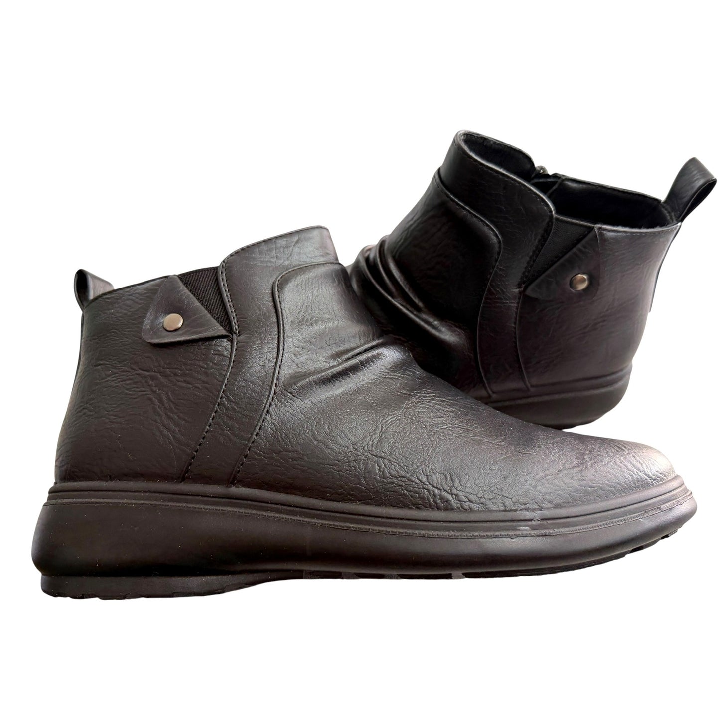 Easy Street Women's Black Comfort Wave Ankle Boots With Ultra-Light Insoles Easymotion Size 7.5 Wide Faux Leather NWB