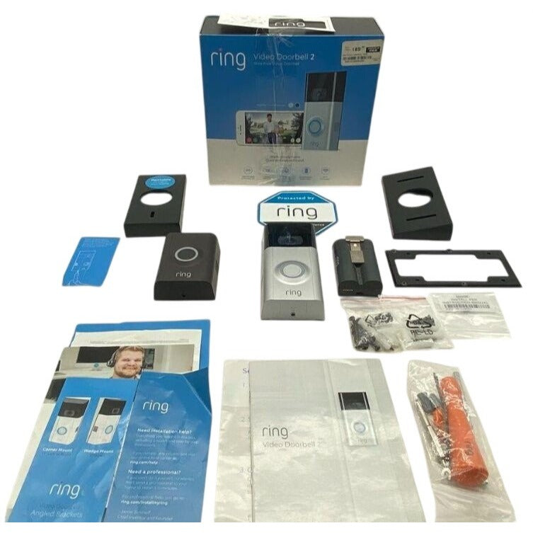 Ring Video Doorbell 2 With Battery Mounts & Accessories - Complete Kit