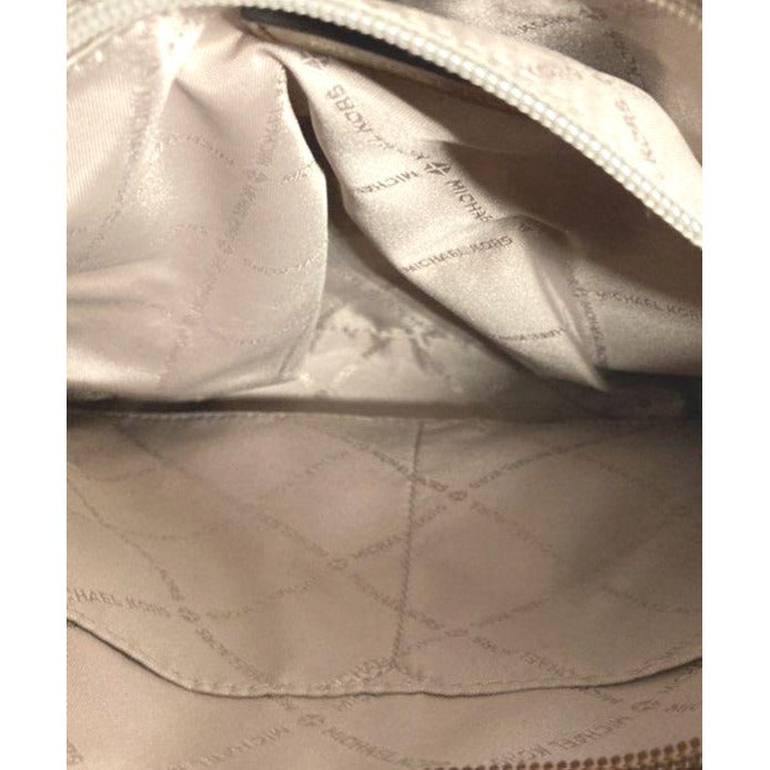 Michael Kors Jet Set Large Messenger Beige & Brown Canvas Crossbody Bag