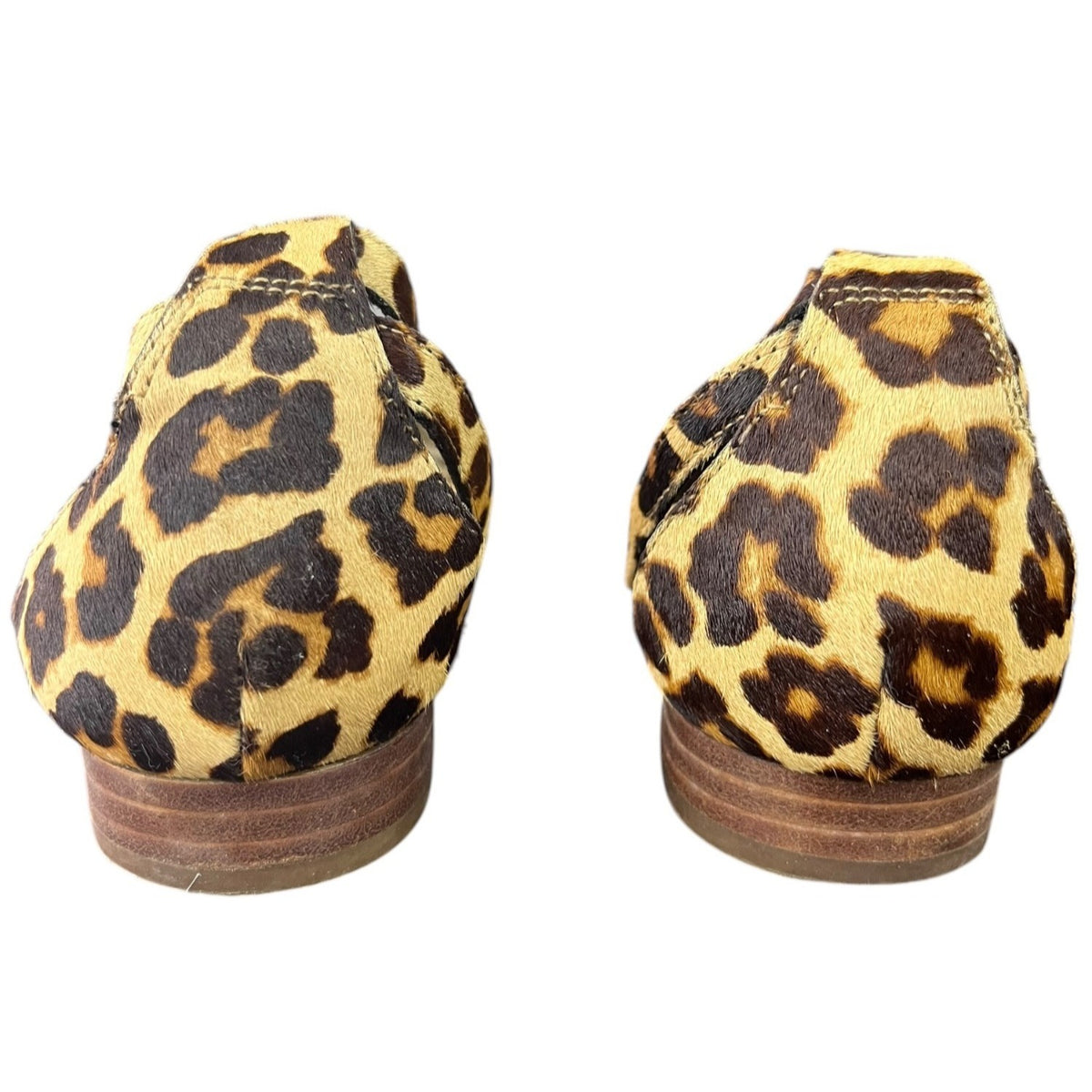 Crown Vintage Leopard Print Flats With Pointed Toe & Ankle Strap Size 8M