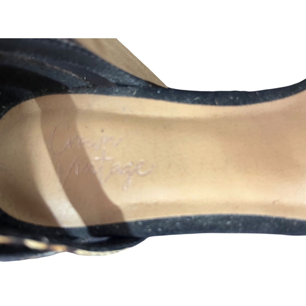 Crown Vintage Leopard Print Flats With Pointed Toe & Ankle Strap Size 8M