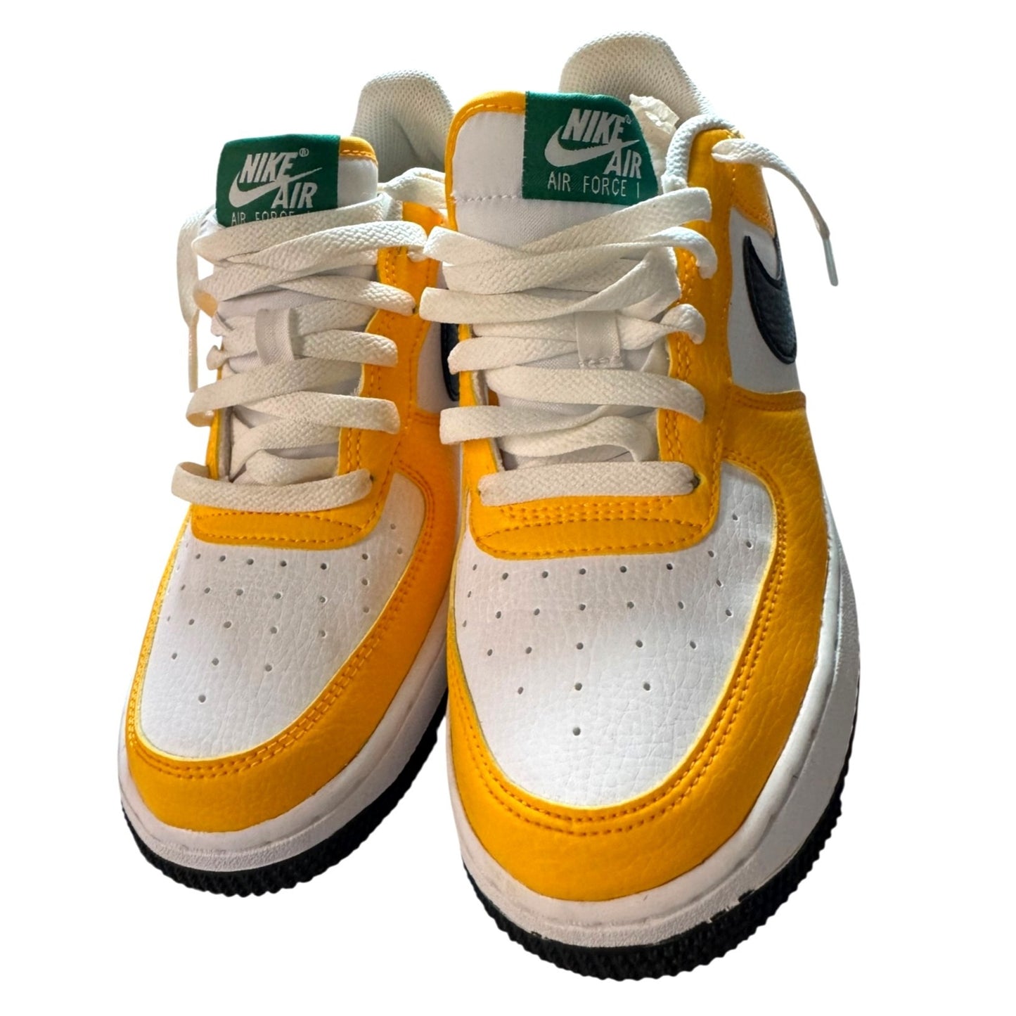 Nike Air Force 1 GS University Gold/Black/Green Sneakers 6Y New