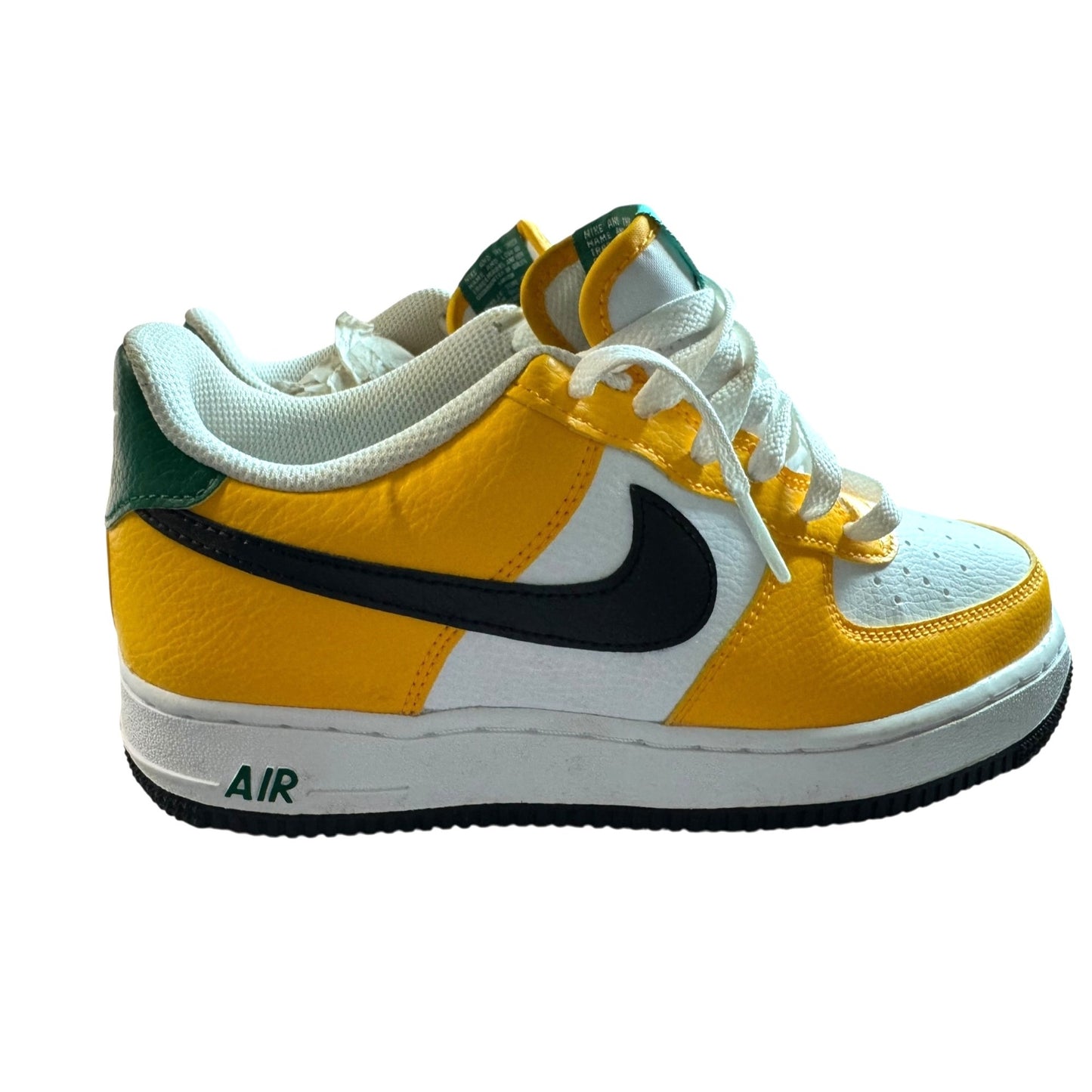 Nike Air Force 1 GS University Gold/Black/Green Sneakers 6Y New