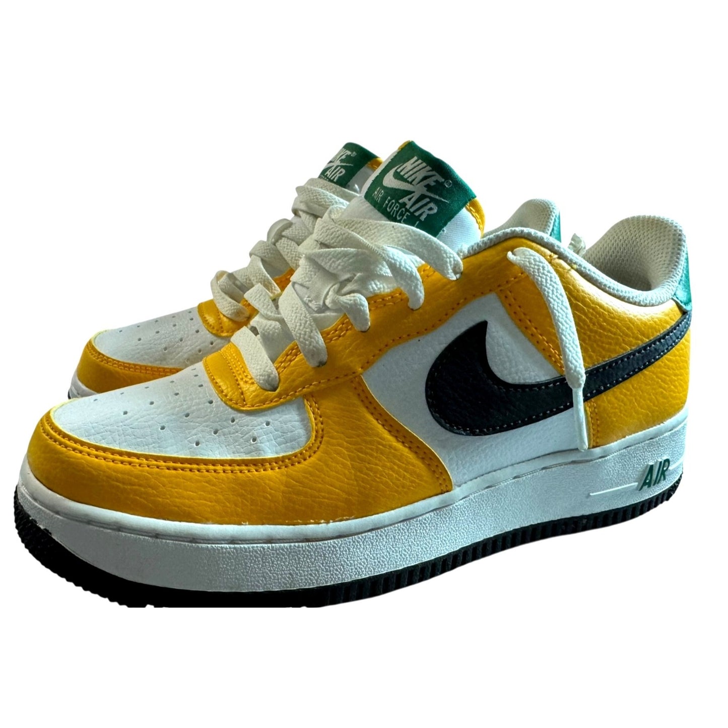 Nike Air Force 1 GS University Gold/Black/Green Sneakers 6Y New