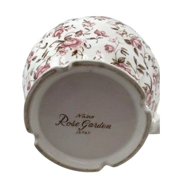 Rare Vintage Nasco Rose Garden White & Pink Floral Coffee Pot Teapot With Lid