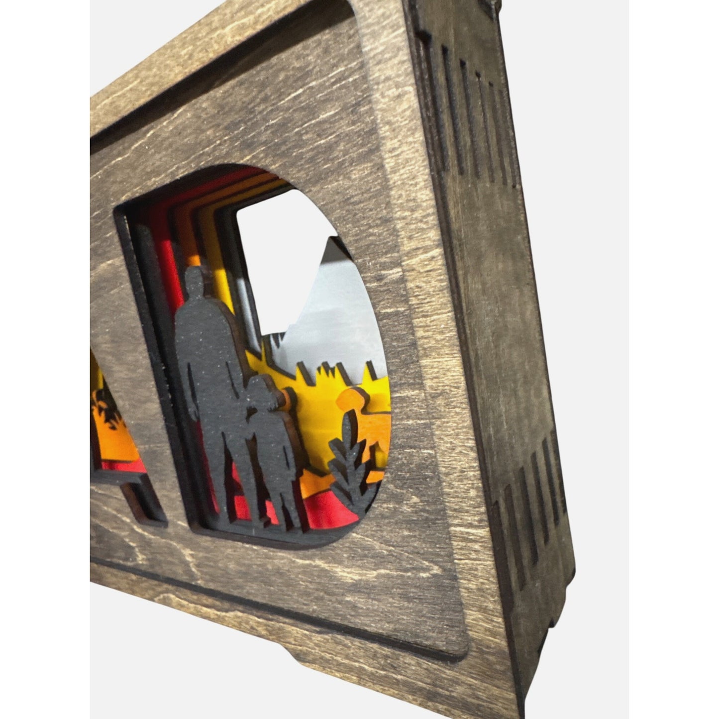 Custom Dad-Themed Wooden Shadow Box With Multilayered Laser-Cut Design