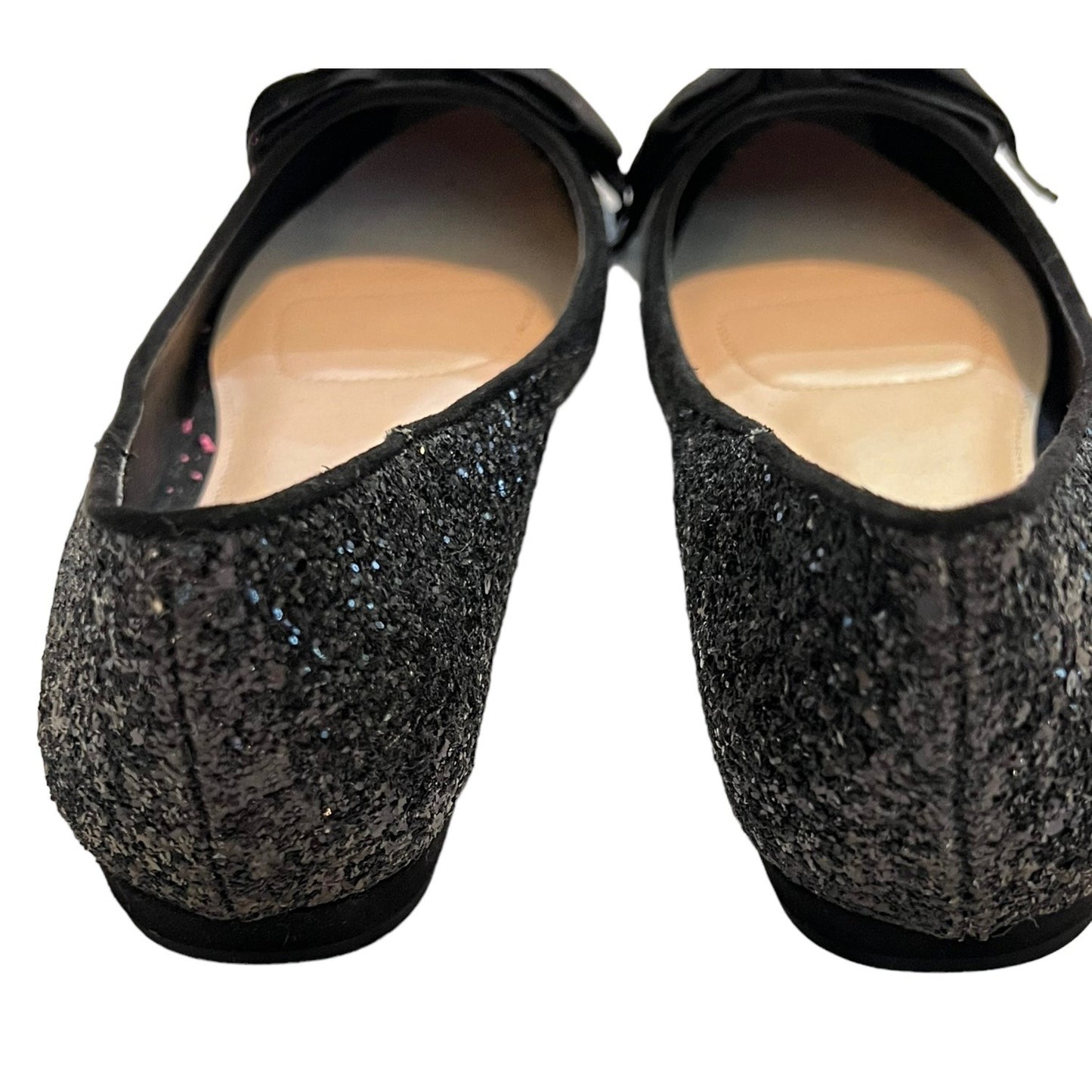 I. Miller Black Glitter Ballet Flats W/ Bow 7.5M Women's Elegant Shoes