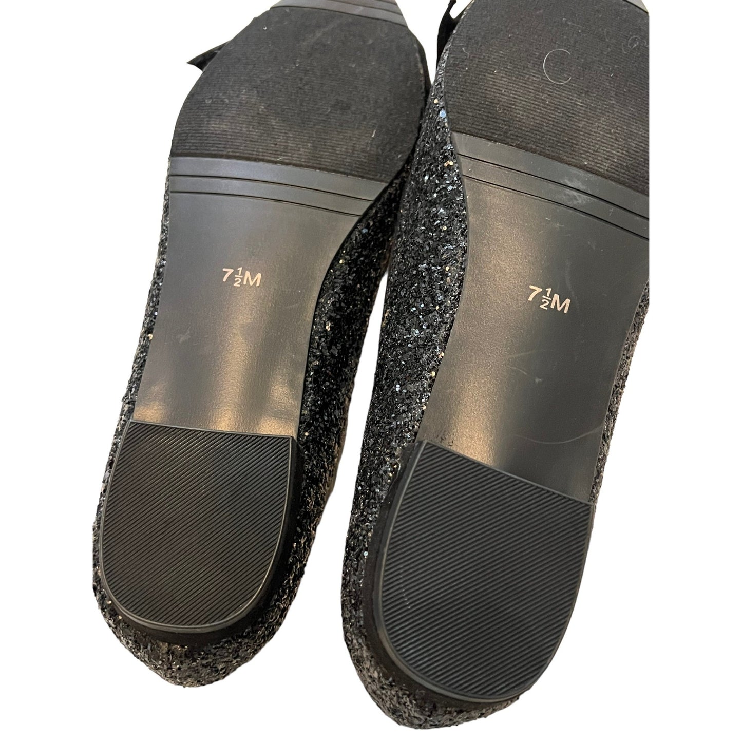 I. Miller Black Glitter Ballet Flats W/ Bow 7.5M Women's Elegant Shoes