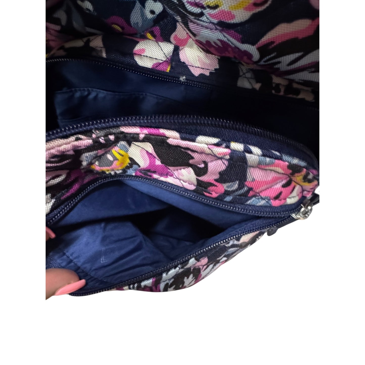 Vera Bradley Floral XL Backpack Navy & Pink With Multiple Compartments