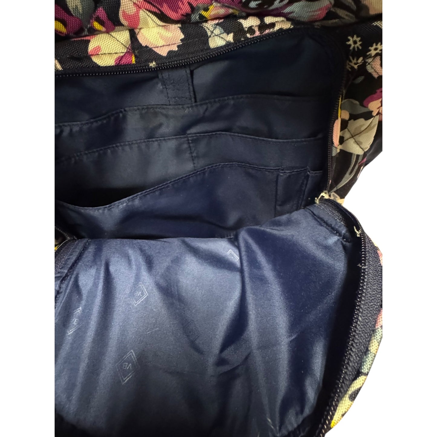 Vera Bradley Floral XL Backpack Navy & Pink With Multiple Compartments