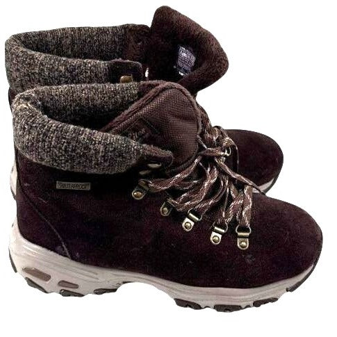 Skechers DLites Women's Brown Lace-Up Winter Boots Size 8