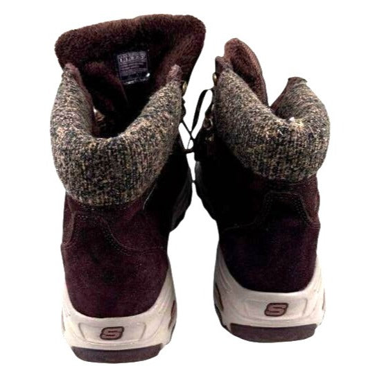 Skechers DLites Women's Brown Lace-Up Winter Boots Size 8