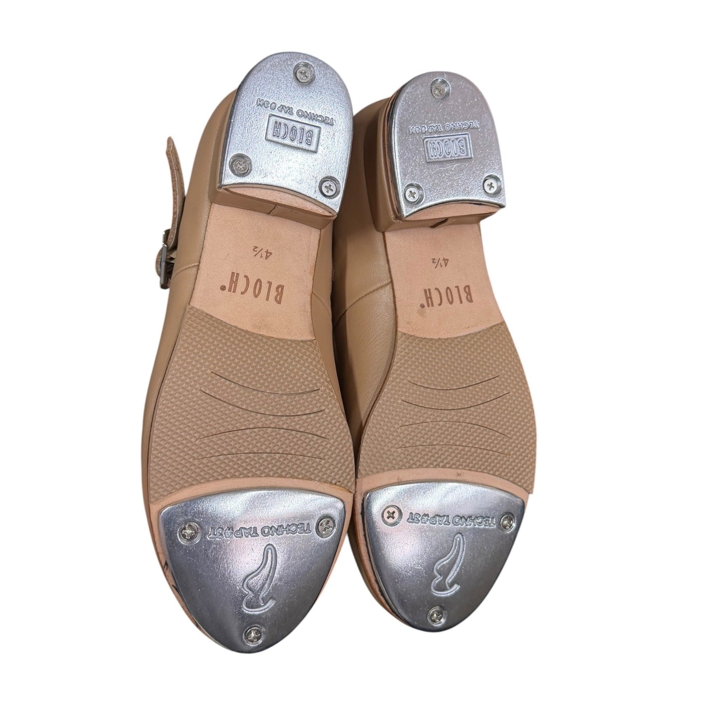 Bloch Tan Tap-On Leather Tap Shoes With Buckle Strap Size 4.5 New In Box