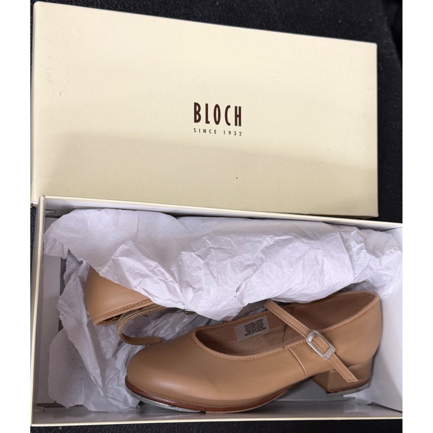 Bloch Tan Tap-On Leather Tap Shoes With Buckle Strap Size 4.5 New In Box