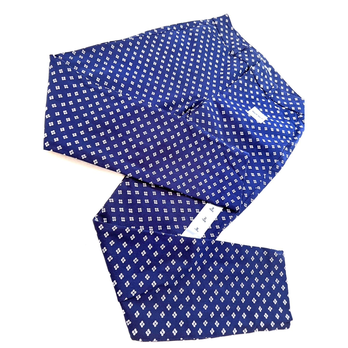 Old Navy High Rise Pixie Pants Navy Blue White Geometric Print Size 2