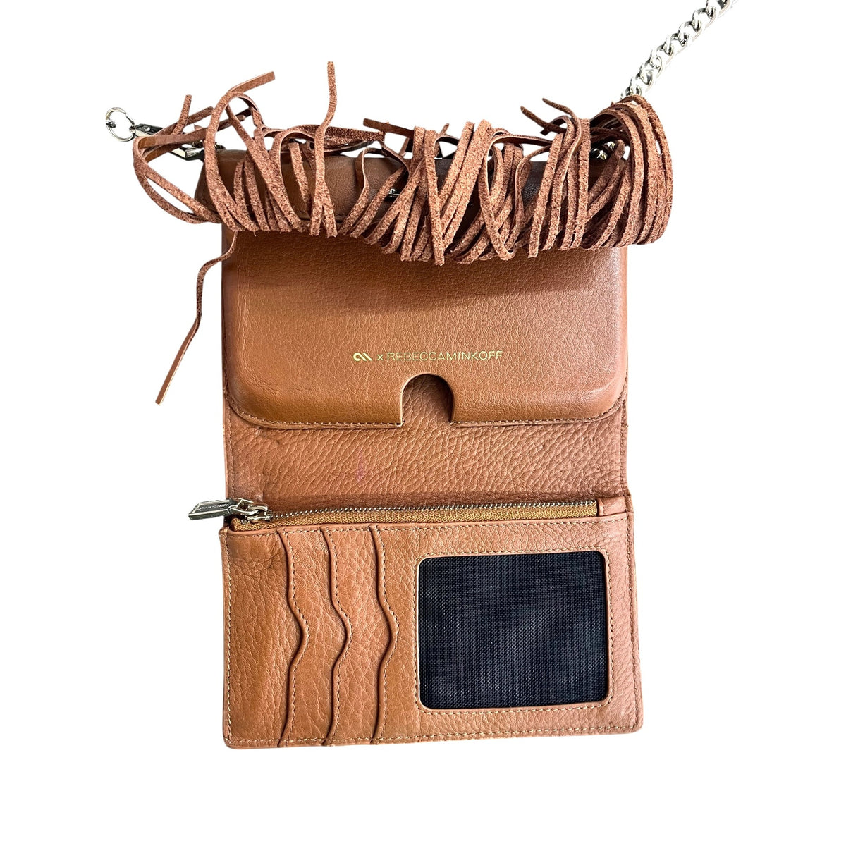 Rebecca Minkoff Fringe Crossbody Phone Bag Wallet With Chain Strap