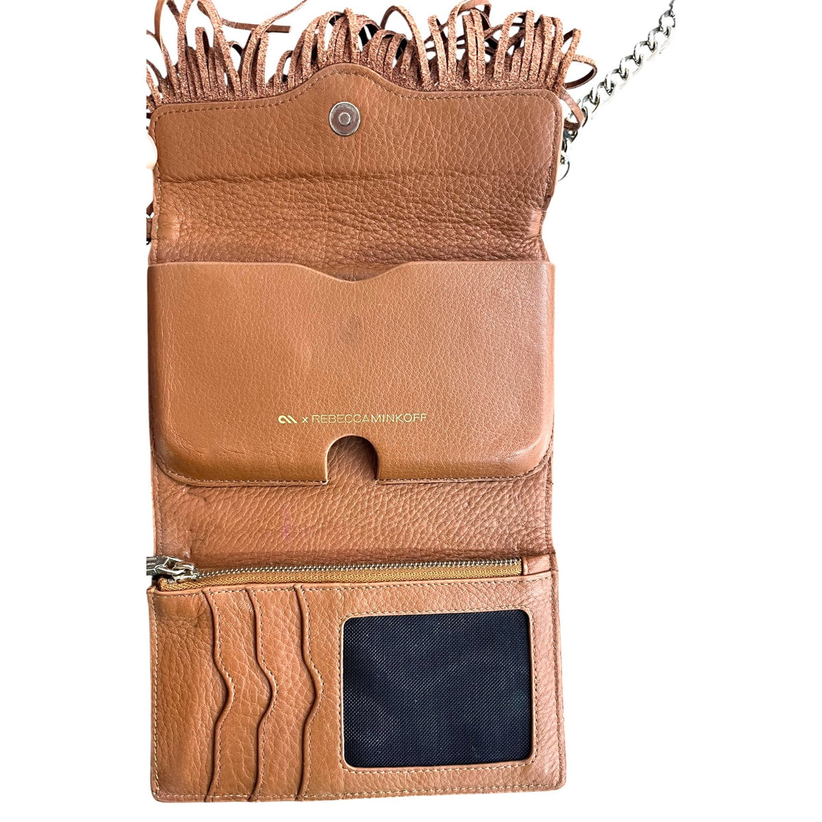 Rebecca Minkoff Fringe Crossbody Phone Bag Wallet With Chain Strap