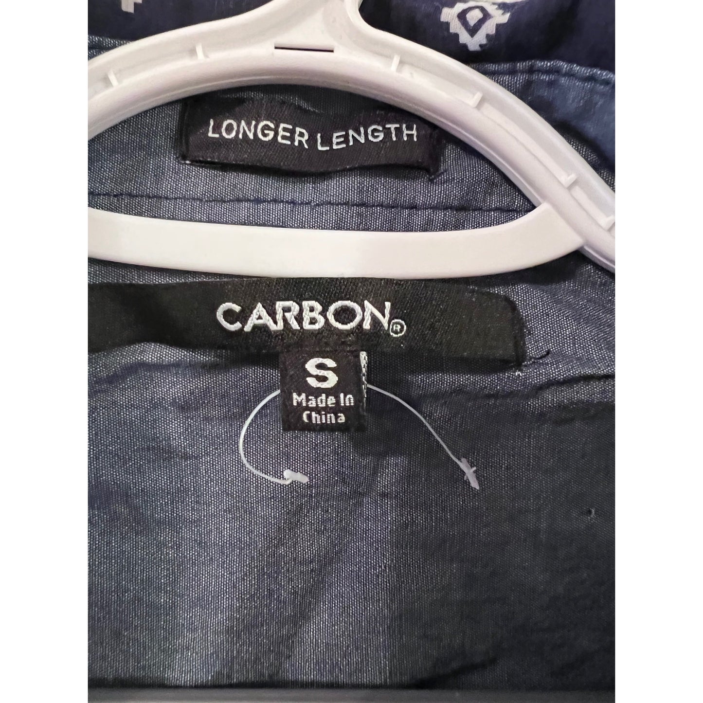 Carbon Mens Longer Length Navy Diamond Print Button-Up Shirt Size S