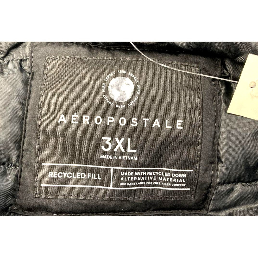 Aeropostale Men's Black 3XL Hooded Puffer Jacket
