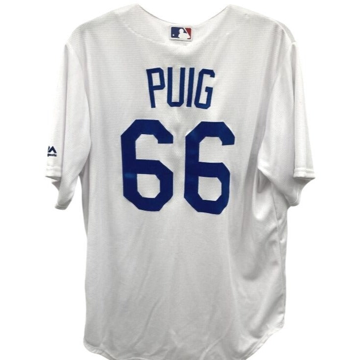 Majestic Los Angeles Dodgers Yasiel Puig #66 Base Baseball Jersey SZ M NWT