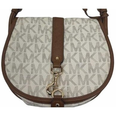 Michael Kors "Jamie" MK Signature Monogram Canvas Saddle Bag Crossbody Purse
