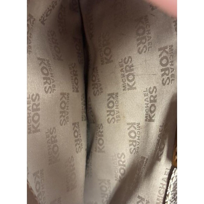 Michael Kors "Jamie" MK Signature Monogram Canvas Saddle Bag Crossbody Purse