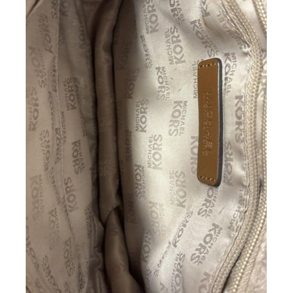 Michael Kors "Jamie" MK Signature Monogram Canvas Saddle Bag Crossbody Purse