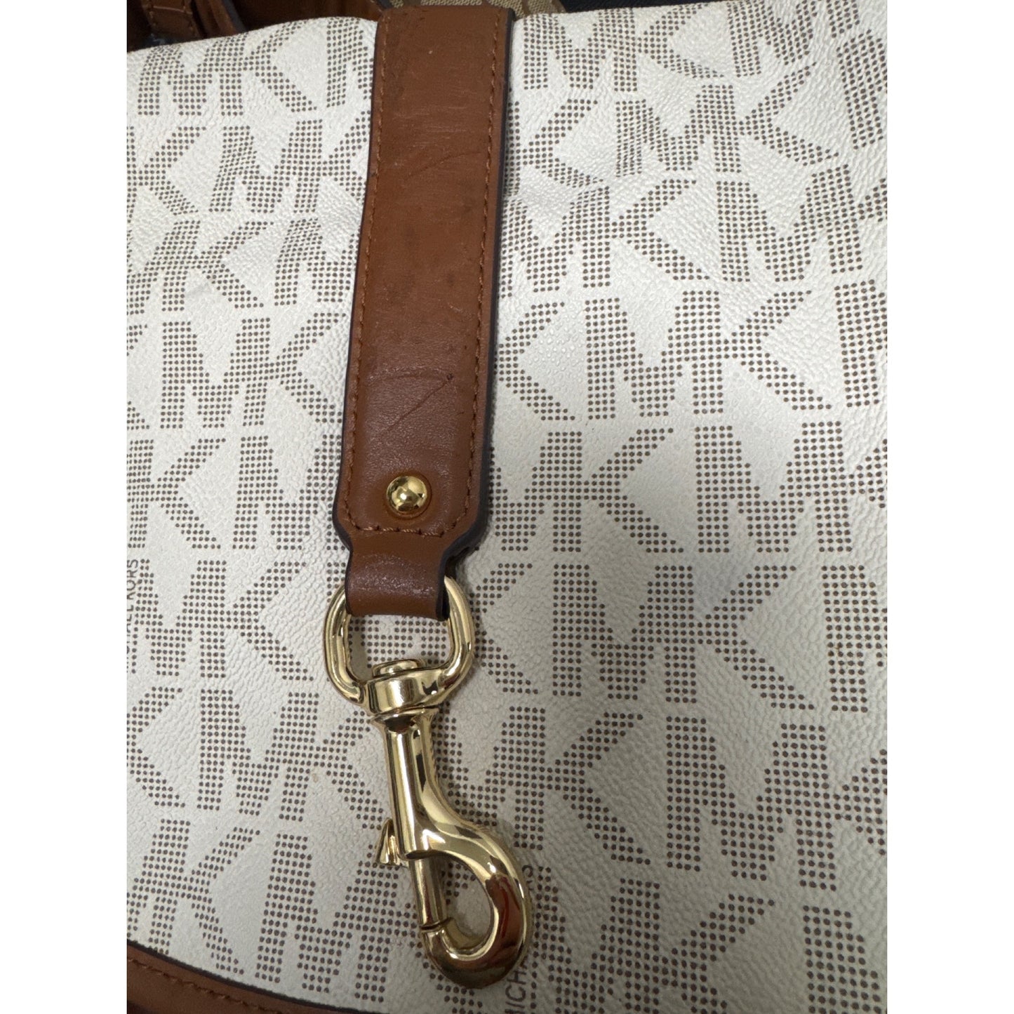 Michael Kors "Jamie" MK Signature Monogram Canvas Saddle Bag Crossbody Purse