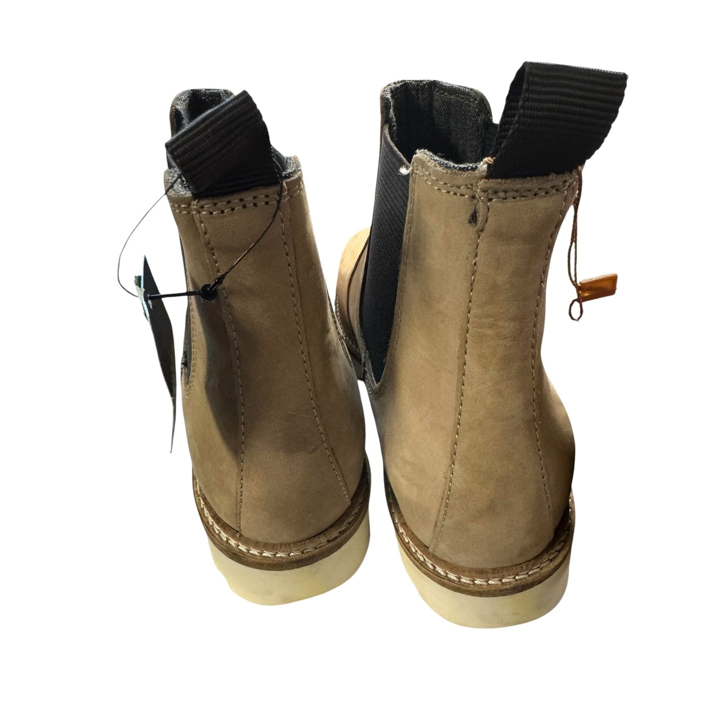 Women's Alpine Design Tan Leather Chelsea Boots With White Sole & Black Elastic Sides Size 6.5 NWT designed in Italy