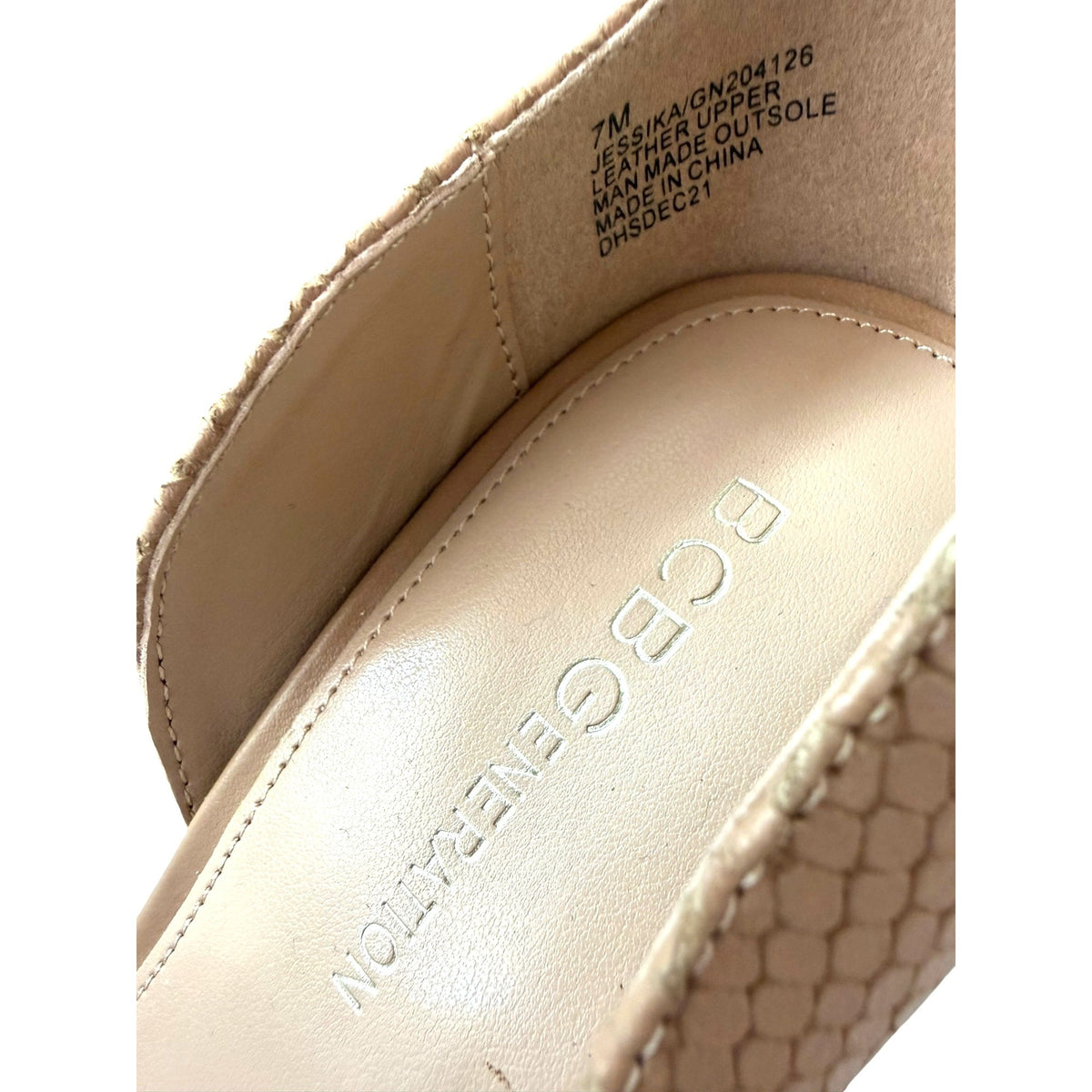 BCBGeneration Jessika Snake-Embossed Rhinestone Sandals Women's Size 7M